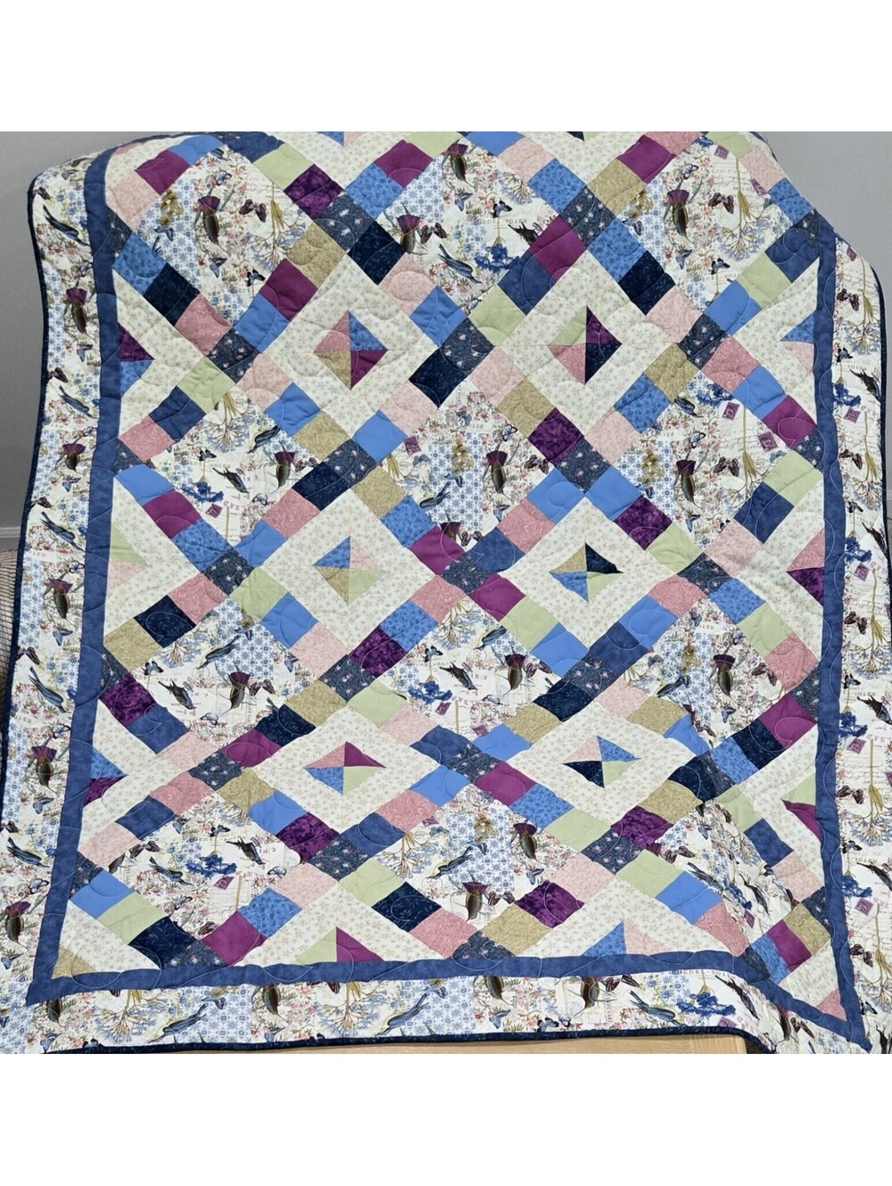 QUILT - HANDMADE - CROSSROAD PATTERN - BIRDS